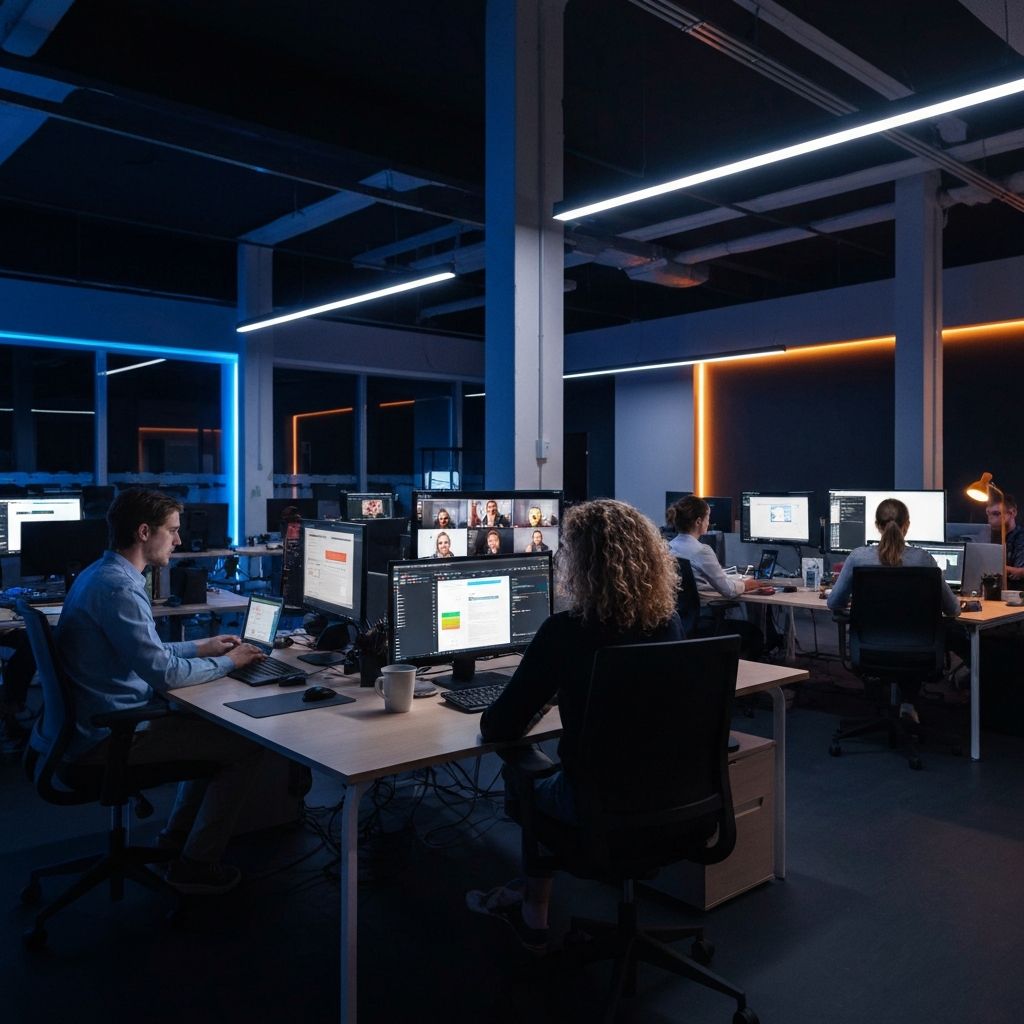 Digital Workplace Background showing modern office collaboration